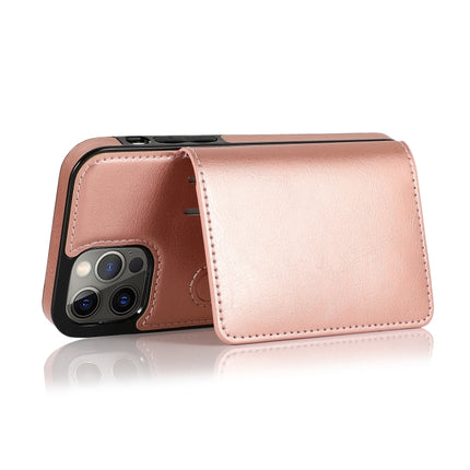 Shockproof PU + TPU Protective Case with Card Slots & Holder For iPhone 13 Pro(Rose Gold)-garmade.com