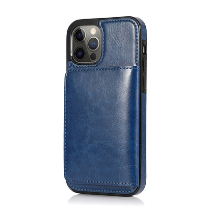Shockproof PU + TPU Protective Case with Card Slots & Holder For iPhone 13 Pro(Blue)-garmade.com
