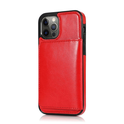 Shockproof PU + TPU Protective Case with Card Slots & Holder For iPhone 13 Pro(Red)-garmade.com