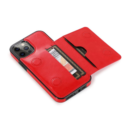 Shockproof PU + TPU Protective Case with Card Slots & Holder For iPhone 13 Pro(Red)-garmade.com