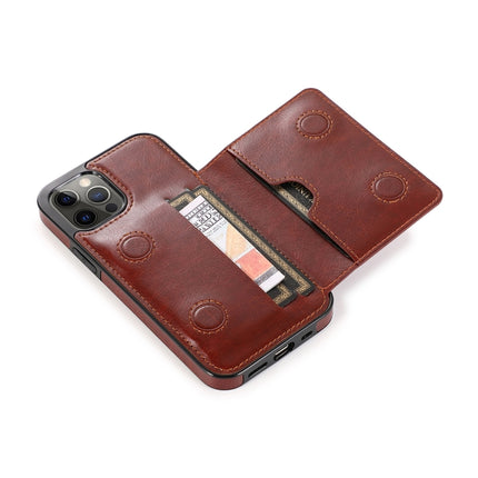 Shockproof PU + TPU Protective Case with Card Slots & Holder For iPhone 13 Pro(Brown)-garmade.com