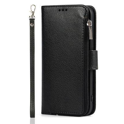 Microfiber Zipper Horizontal Flip Leather Case with Holder & Card Slots & Wallet For iPhone 13 mini(Black)-garmade.com