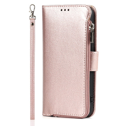 Microfiber Zipper Horizontal Flip Leather Case with Holder & Card Slots & Wallet For iPhone 13 mini(Rose Gold)-garmade.com