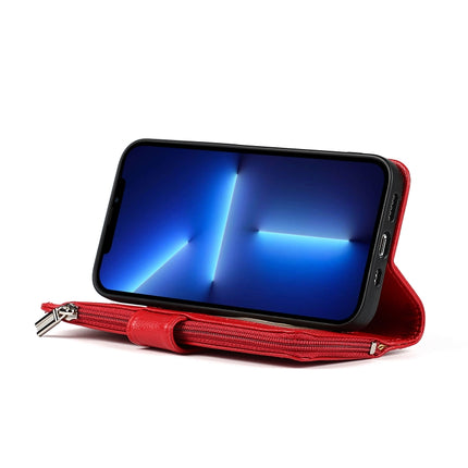 Microfiber Zipper Horizontal Flip Leather Case with Holder & Card Slots & Wallet For iPhone 13 mini(Red)-garmade.com