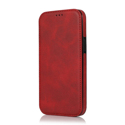 Strong Magnetic Closure PU + TPU Leather Case with Card Slots & Holder For iPhone 13 mini(Red)-garmade.com