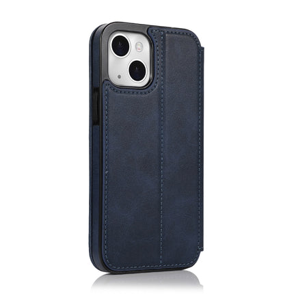Strong Magnetic Closure PU + TPU Leather Case with Card Slots & Holder For iPhone 13 mini(Blue)-garmade.com
