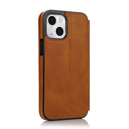 Strong Magnetic Closure PU + TPU Leather Case with Card Slots & Holder For iPhone 13 mini(Khaki)-garmade.com