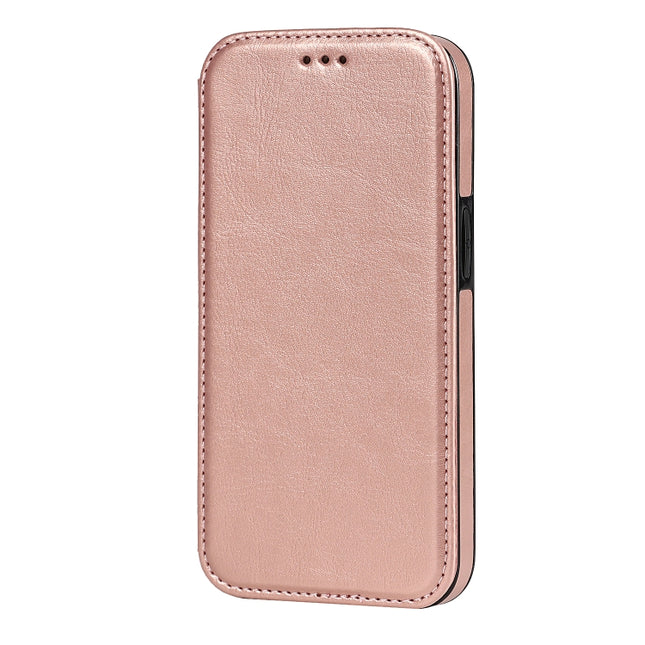 Strong Magnetic Closure PU + TPU Leather Case with Card Slots & Holder For iPhone 13 Pro(Rose Gold)-garmade.com