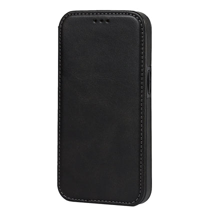 Strong Magnetic Closure PU + TPU Leather Case with Card Slots & Holder For iPhone 13 Pro(Black)-garmade.com