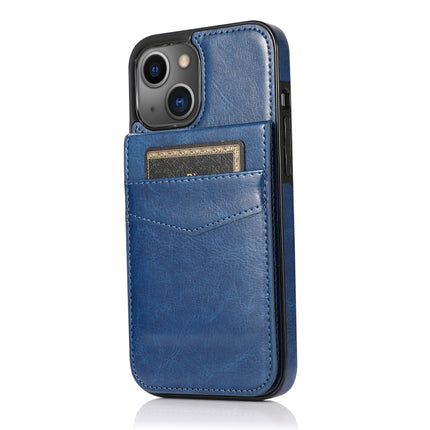 Solid Color PC + TPU Protective Case with Holder & Card Slots For iPhone 13 mini(Blue)-garmade.com