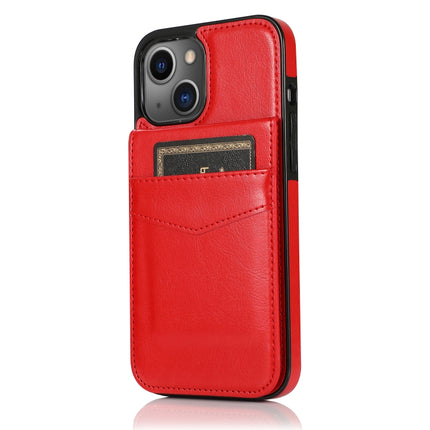 Solid Color PC + TPU Protective Case with Holder & Card Slots For iPhone 13 mini(Red)-garmade.com