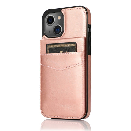 Solid Color PC + TPU Protective Case with Holder & Card Slots For iPhone 13 mini(Rose Gold)-garmade.com