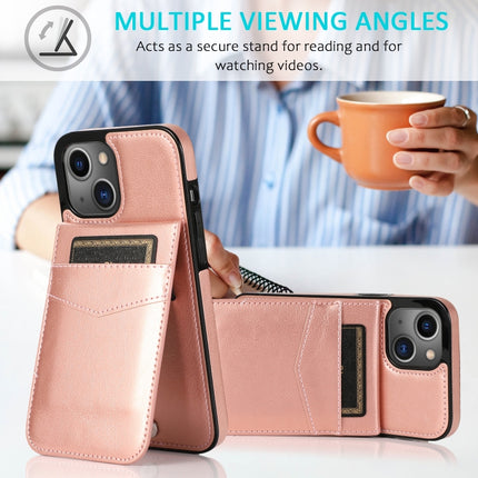 Solid Color PC + TPU Protective Case with Holder & Card Slots For iPhone 13 mini(Rose Gold)-garmade.com