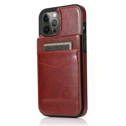 Solid Color PC + TPU Protective Case with Holder & Card Slots For iPhone 13 Pro(Brown)-garmade.com