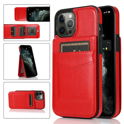 Solid Color PC + TPU Protective Case with Holder & Card Slots For iPhone 13 Pro(Red)-garmade.com