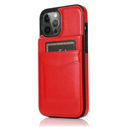Solid Color PC + TPU Protective Case with Holder & Card Slots For iPhone 13 Pro(Red)-garmade.com