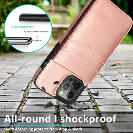 Solid Color PC + TPU Protective Case with Holder & Card Slots For iPhone 13 Pro(Rose Gold)-garmade.com