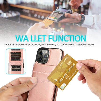Solid Color PC + TPU Protective Case with Holder & Card Slots For iPhone 13 Pro(Rose Gold)-garmade.com