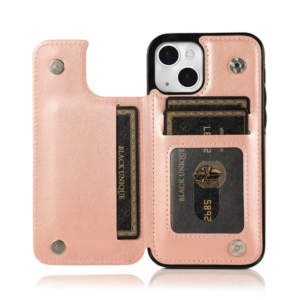 Double Buckle Mandala Pattern PU+TPU Protective Case with Card Slots & Holder & Photo Frame For iPhone 13 mini(Rose Gold)-garmade.com