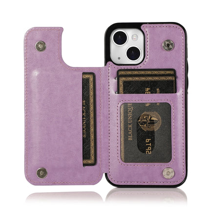 Double Buckle Mandala Pattern PU+TPU Protective Case with Card Slots & Holder & Photo Frame For iPhone 13 mini(Purple)-garmade.com