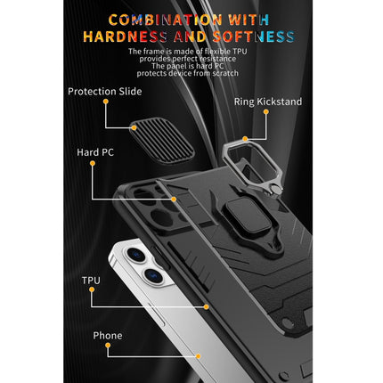 Sliding Camera Cover Design TPU + PC Shockproof Case with Ring Holder For iPhone 13 mini(Black)-garmade.com