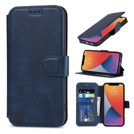 Shockproof PU + TPU Leather Case with Card Slots & Holder & Photo Frame & Wallet For iPhone 13 mini(Blue)-garmade.com