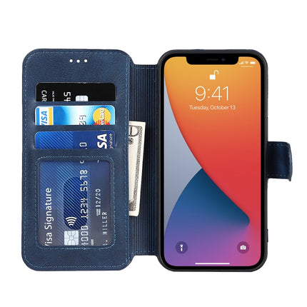 Shockproof PU + TPU Leather Case with Card Slots & Holder & Photo Frame & Wallet For iPhone 13 mini(Blue)-garmade.com