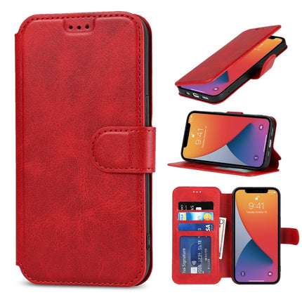 Shockproof PU + TPU Leather Case with Card Slots & Holder & Photo Frame & Wallet For iPhone 13 mini(Red)-garmade.com