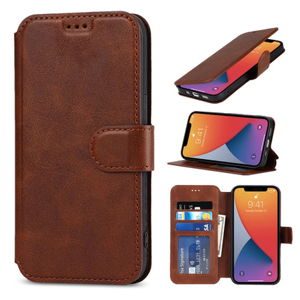 Shockproof PU + TPU Leather Case with Card Slots & Holder & Photo Frame & Wallet For iPhone 13 Pro(Coffee)-garmade.com