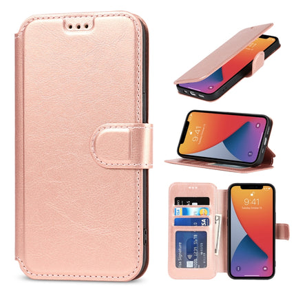 Shockproof PU + TPU Leather Case with Card Slots & Holder & Photo Frame & Wallet For iPhone 13 Pro(Rose Gold)-garmade.com