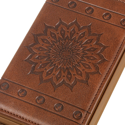 For iPhone 11 Sunflower Embossing Pattern PU + TPU Case with Holder & Card Slots & Photo Frame & Lanyard(Coffee)-garmade.com