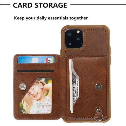 For iPhone 11 Pro Max Sunflower Embossing Pattern PU + TPU Case with Holder & Card Slots & Photo Frame & Lanyard(Coffee)-garmade.com