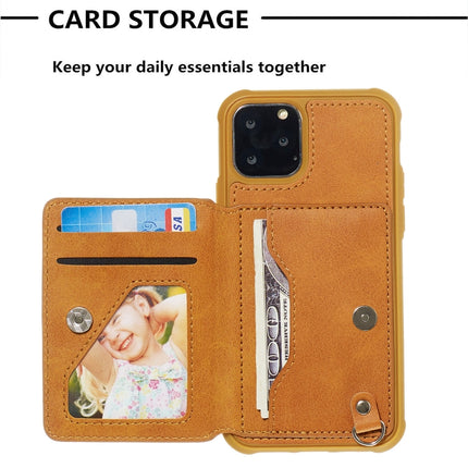 For iPhone 11 Pro Max Sunflower Embossing Pattern PU + TPU Case with Holder & Card Slots & Photo Frame & Lanyard(Brown)-garmade.com