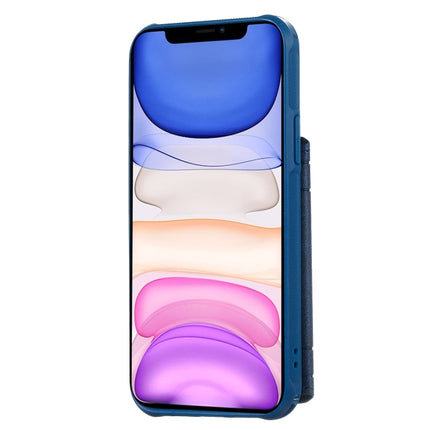 For iPhone 11 Pro Max Sunflower Embossing Pattern PU + TPU Case with Holder & Card Slots & Photo Frame & Lanyard(Blue)-garmade.com