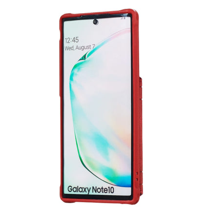 For Galaxy Note10 Sunflower Embossing Pattern PU + TPU Case with Holder & Card Slots & Photo Frame & Lanyard(Red)-garmade.com