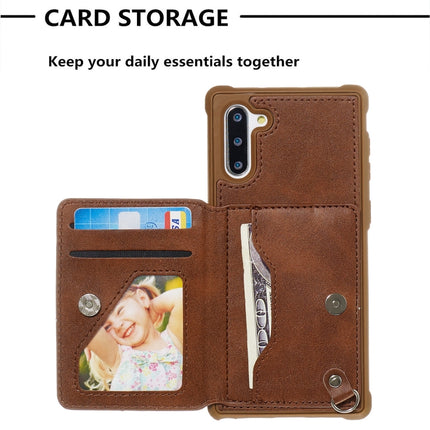 For Galaxy Note10 Sunflower Embossing Pattern PU + TPU Case with Holder & Card Slots & Photo Frame & Lanyard(Coffee)-garmade.com