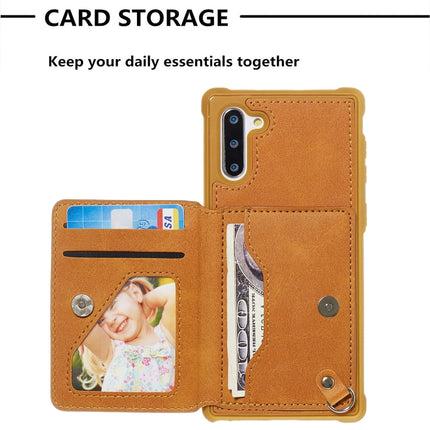 For Galaxy Note10 Sunflower Embossing Pattern PU + TPU Case with Holder & Card Slots & Photo Frame & Lanyard(Brown)-garmade.com