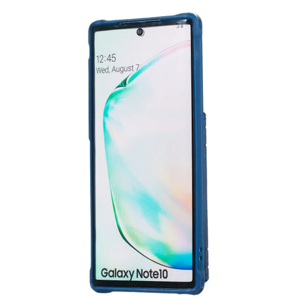 For Galaxy Note10 Sunflower Embossing Pattern PU + TPU Case with Holder & Card Slots & Photo Frame & Lanyard(Blue)-garmade.com