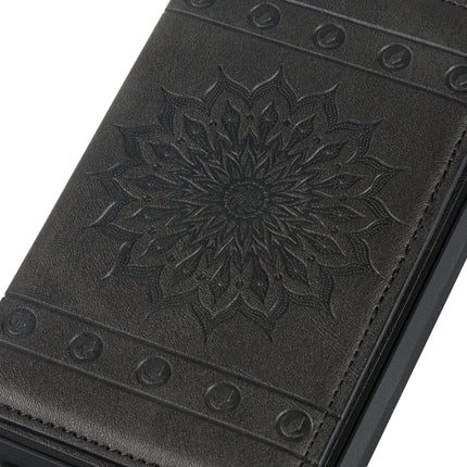 For Galaxy Note10 Sunflower Embossing Pattern PU + TPU Case with Holder & Card Slots & Photo Frame & Lanyard(Black)-garmade.com