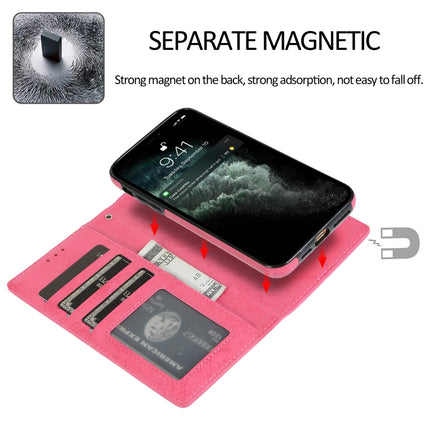Retro 2 in 1 Detachable Magnetic Horizontal Flip TPU + PU Leather Case with Holder & Card Slots & Photo Frame & Wallet For iPhone 13 mini(Rose Red)-garmade.com