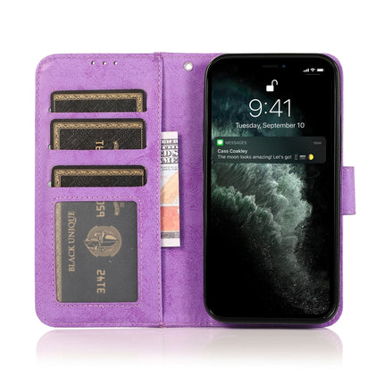 Retro 2 in 1 Detachable Magnetic Horizontal Flip TPU + PU Leather Case with Holder & Card Slots & Photo Frame & Wallet For iPhone 13 mini(Purple)-garmade.com