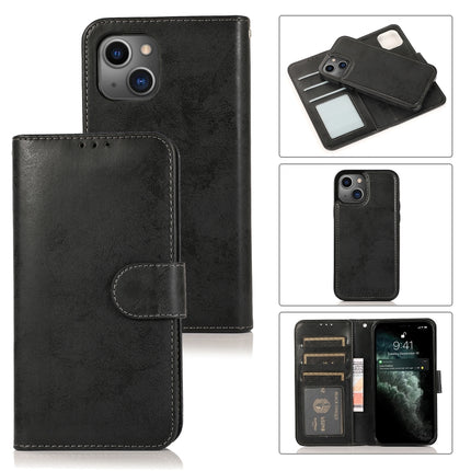 Retro 2 in 1 Detachable Magnetic Horizontal Flip TPU + PU Leather Case with Holder & Card Slots & Photo Frame & Wallet For iPhone 13 mini(Black)-garmade.com