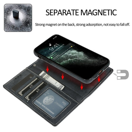 Retro 2 in 1 Detachable Magnetic Horizontal Flip TPU + PU Leather Case with Holder & Card Slots & Photo Frame & Wallet For iPhone 13 mini(Black)-garmade.com