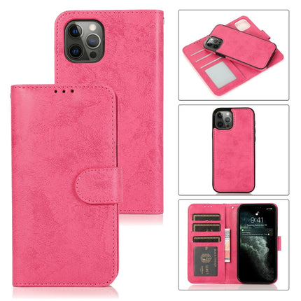 Retro 2 in 1 Detachable Magnetic Horizontal Flip TPU + PU Leather Case with Holder & Card Slots & Photo Frame & Wallet For iPhone 13 Pro(Rose Red)-garmade.com