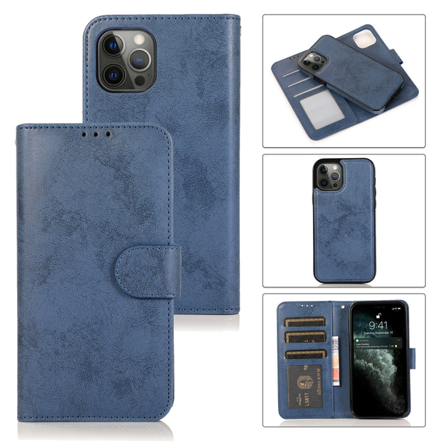 Retro 2 in 1 Detachable Magnetic Horizontal Flip TPU + PU Leather Case with Holder & Card Slots & Photo Frame & Wallet For iPhone 13 Pro(Dark Blue)-garmade.com