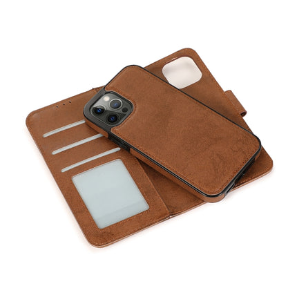 Retro 2 in 1 Detachable Magnetic Horizontal Flip TPU + PU Leather Case with Holder & Card Slots & Photo Frame & Wallet For iPhone 13 Pro(Brown)-garmade.com