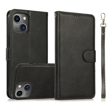 Calf Texture 2 in 1 Detachable Magnetic Back Cover Horizontal Flip Leather Case with Holder & Card Slots & Wallet & Photo Frame For iPhone 13 mini(Black)-garmade.com