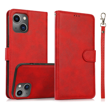Calf Texture 2 in 1 Detachable Magnetic Back Cover Horizontal Flip Leather Case with Holder & Card Slots & Wallet & Photo Frame For iPhone 13 mini(Red)-garmade.com