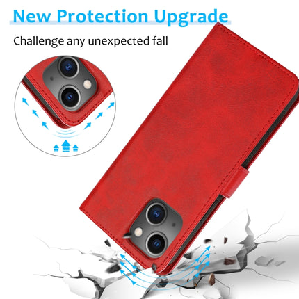 Calf Texture 2 in 1 Detachable Magnetic Back Cover Horizontal Flip Leather Case with Holder & Card Slots & Wallet & Photo Frame For iPhone 13 mini(Red)-garmade.com