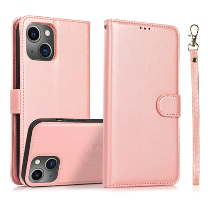 Calf Texture 2 in 1 Detachable Magnetic Back Cover Horizontal Flip Leather Case with Holder & Card Slots & Wallet & Photo Frame For iPhone 13 mini(Rose Gold)-garmade.com